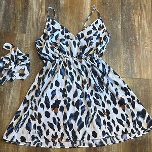 SHEIN Women's Casual Leopard Print Dress - Black, Brown, White